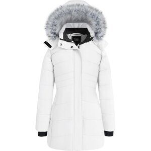 Women's White Winter Coat Waterproof Warm Puffer Jacket Long Parka